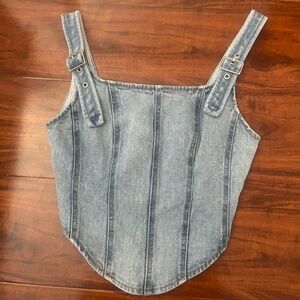 Denim Corset with silver buckles, size XXS, excellent condition